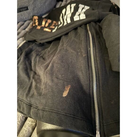 VS PINK black oversized full zip up jacket/top/shirt bling - Picture 4 of 7